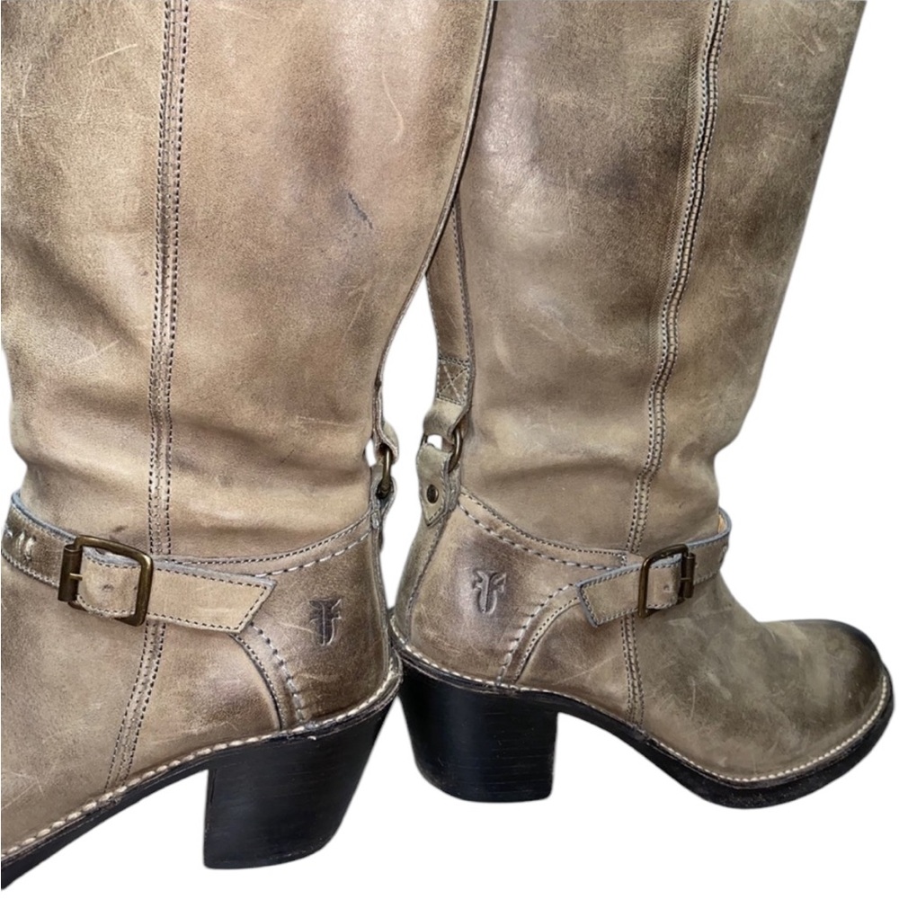 FRYE Carmen Tall Boots Size 8.5 Stone Tan Brown - Picture 8 of 16